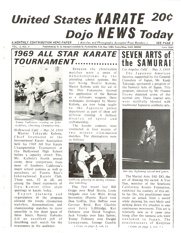 06/69 United States Karate Dojo News Today Newspaper